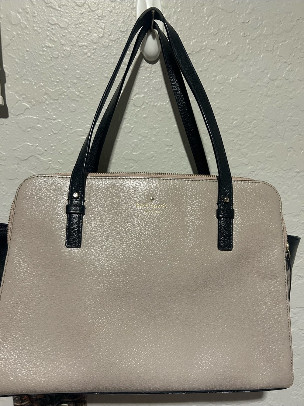 kate spade Cream and Black Leather Tote